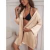 Short Satin Bridesmaid Wedding Robe Gown - Champagne