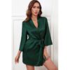 Short Satin Bridesmaid Wedding Robe Gown - Emerald Green