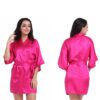 Short Satin Bridesmaid Wedding Robe Gown - Hot Pink