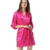 Short Satin Bridesmaid Wedding Robe Gown - Hot Pink