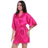 Short Satin Bridesmaid Wedding Robe Gown - Hot Pink