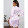 Short Satin Bridesmaid Wedding Robe Gown - Soft Lavender