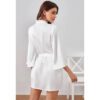 Short Satin Bridesmaid Wedding Robe Gown - White