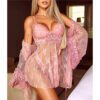 Floral Lace Babydoll and Robe Lingerie Set