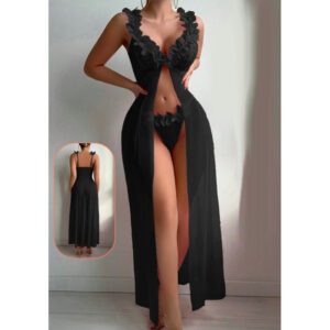Black Lace Mesh See Through Transparent Babydoll Nightwear Lingerie