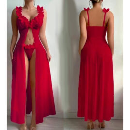 Red Lace Mesh See Through Transparent Babydoll Nightwear Lingerie