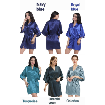 Short Satin Bridesmaid Wedding Robe Gown