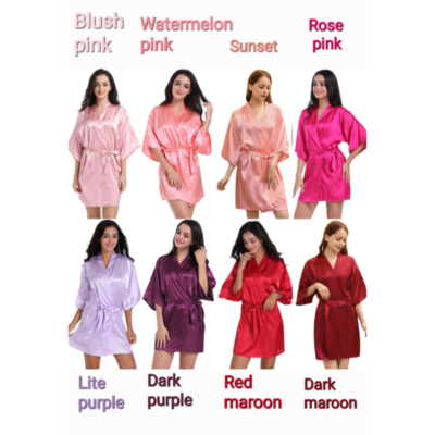 Short Satin Bridesmaid Wedding Robe Gown